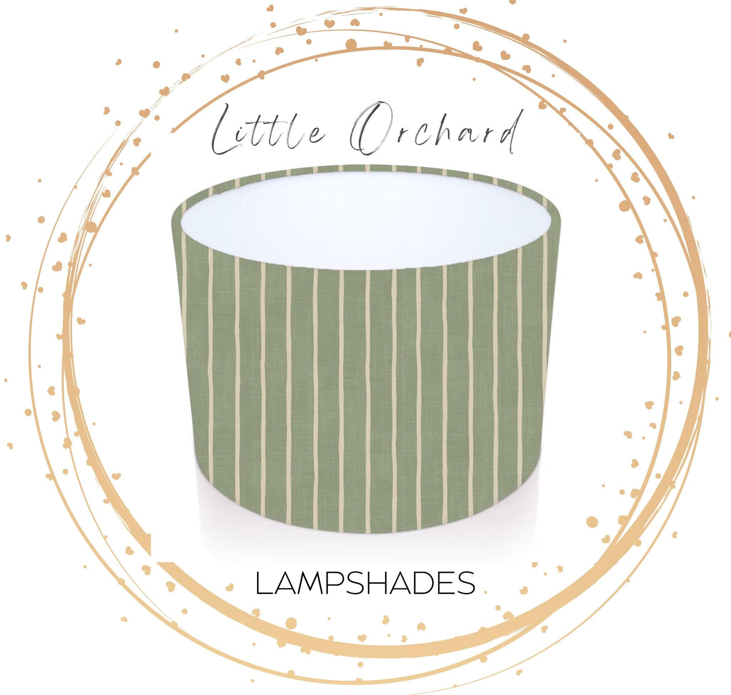 Handmade Drum Lampshade. Pencil Stripe in Lichen. Iliv