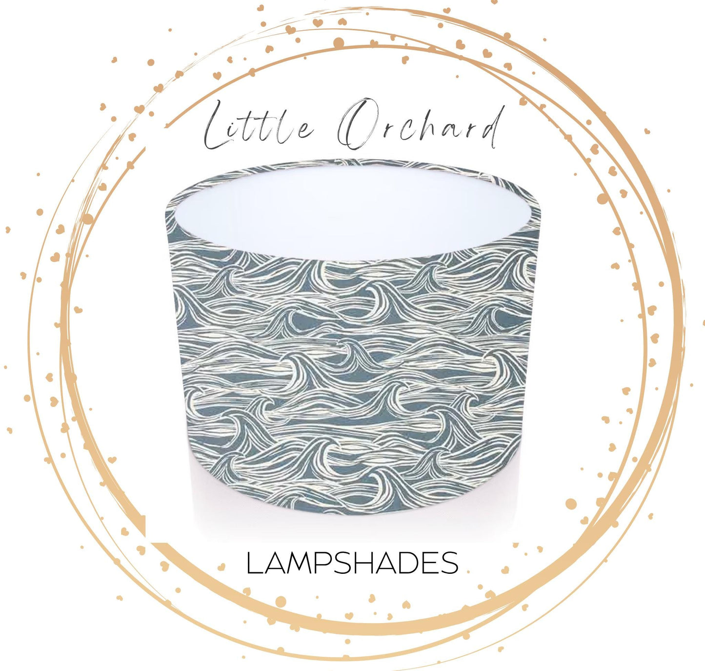 Handmade Drum Lampshade Surf in Navy. Clarke and Clarke