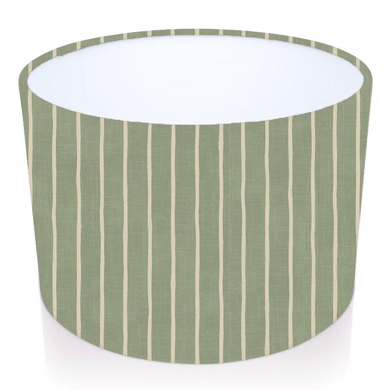 Handmade Drum Lampshade. Pencil Stripe in Lichen. Iliv