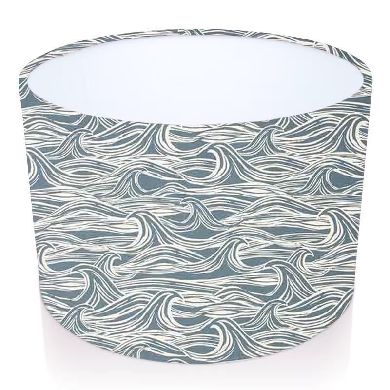 Handmade Drum Lampshade Surf in Navy. Clarke and Clarke