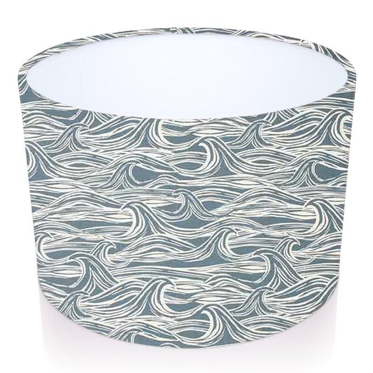 Handmade Drum Lampshade Surf in Navy. Clarke and Clarke